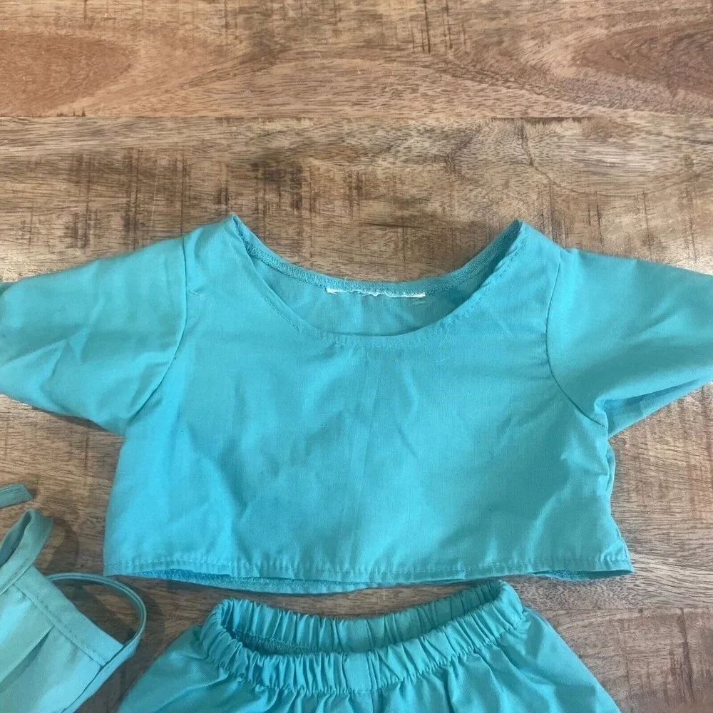 Build A Bear Green Scrubs Set Doctor Nurse Medical Surgery Outfit Mask NO HAT